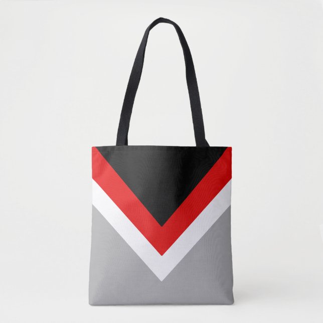 Bolsa Tote Triângulos de Abstrato preto moderno, vermelho.bra (Frente)
