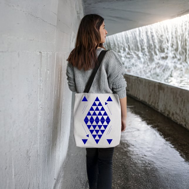 Bolsa Tote Triângulos Geométricos Azuis (Criador carregado)