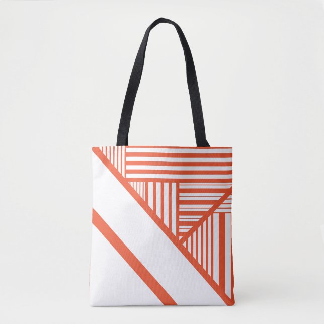 Bolsa Tote Triângulos - Laranja e Branco (Frente)