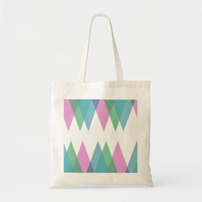 Bolsa Tote Triângulos rosas e verdes (Frente)
