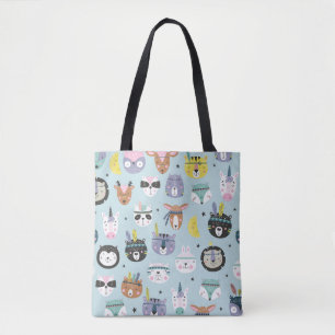 Bolsa Tote Tribal Cute Animal: Padrão Boho