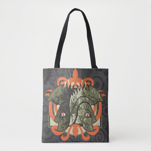 Bolsa Tote  Tribal Mask with Orange Crown (Frente)