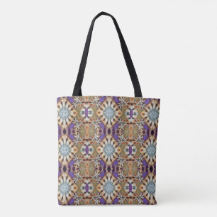 Bolsa Tote Tribal Roxo, Azul e bege Inspirado