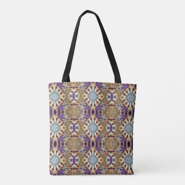 Bolsa Tote Tribal Roxo, Azul e bege Inspirado (Verso)