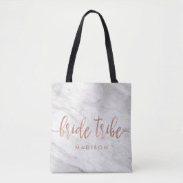 Bolsa Tote Tribo de Mármore Branco e Rosa Dourado Monograma B