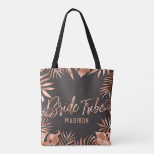 Bolsa Tote Tribo Tropical Palm de rosa Dourado e Cinza deixa