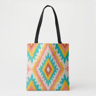 Bolsa Tote Tribo Vibrante, Padrão Geométrico Ousado Boho