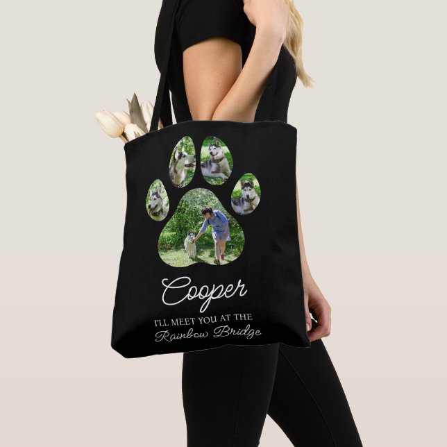 Bolsa Tote Tributação de Impressão de Pata com Nome de Pet e  (Close Up)