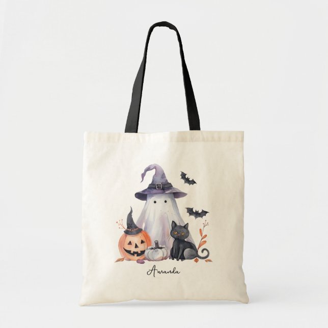 Bolsa Tote Trick do Halloween ou Trate a barra de ferramentas (Frente)