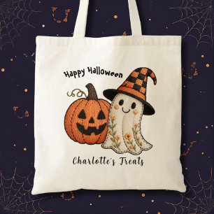 Bolsa Tote Trick or Treat Abóbora Fantasma Orçamento Hallowee