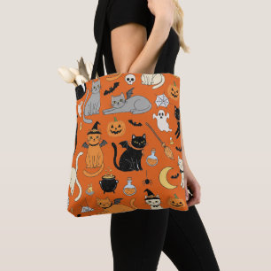 Bolsa Tote Trick-or-Treat de Gato de Retrô Halloween