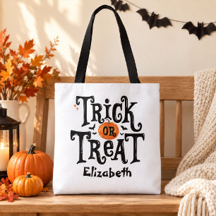 Bolsa Tote Trick or Treat Halloween Nome Personalizado