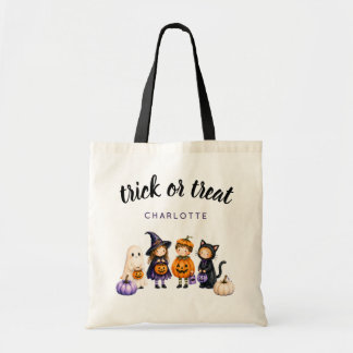 Bolsa Tote Trick or Treat Personalizado Cute Fun Halloween Cr