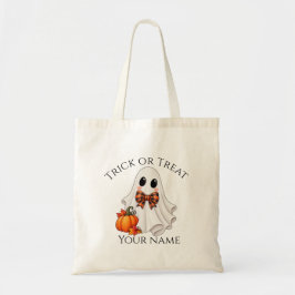 Bolsa Tote Trick or Treat Personalizado Menino Fantasma Hallo