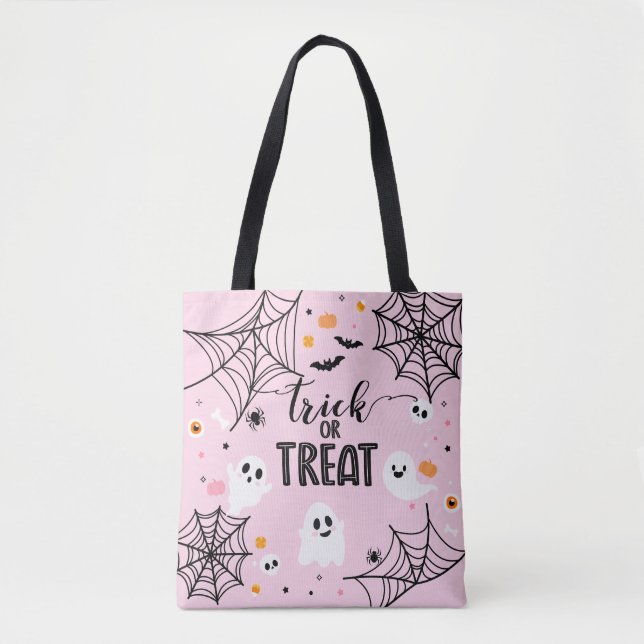Bolsa Tote Trick or Treat Pink Halloween (Frente)