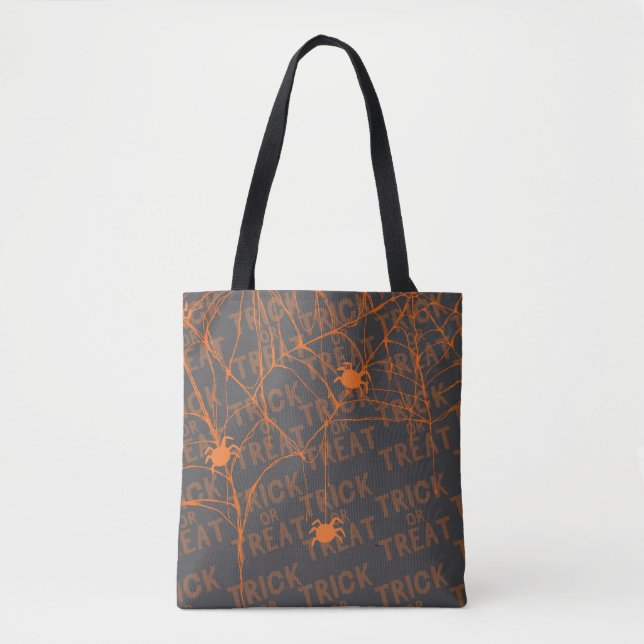 Bolsa Tote Trick or Treat Spider Sacola Preta (Frente)