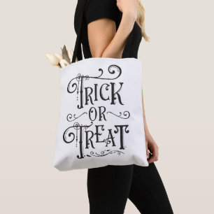 Bolsa Tote Trick or Treat Tipografia Vintage Tipo Halloween
