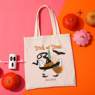 Bolsa Tote Trick or Treat Unicórnio Fofo Bruxa Halloween