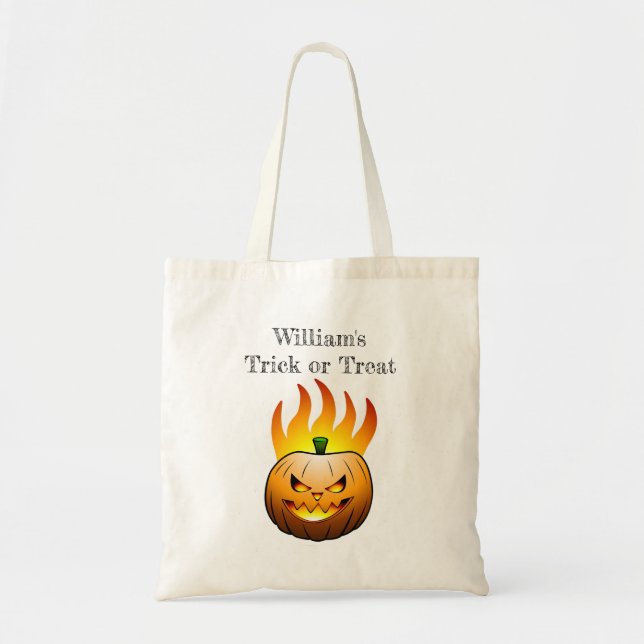 Bolsa Tote Trick ou Pumpkin de Halloween (Frente)