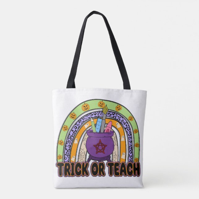 Bolsa Tote Trick ou Teach Halloween Totoag (Verso)