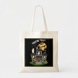 Bolsa Tote Trick ou trata a casa assombrada do Halloween pret