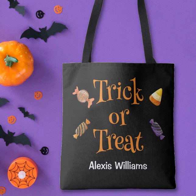 Bolsa Tote Trick ou trata Candy, preto (Criador carregado)