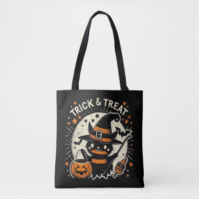 Bolsa Tote Trick ou trata o gatinho da Bruxa (Frente)