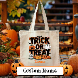 Bolsa Tote Trick ou Tratar a Personalização da Pumpkin Fantas
