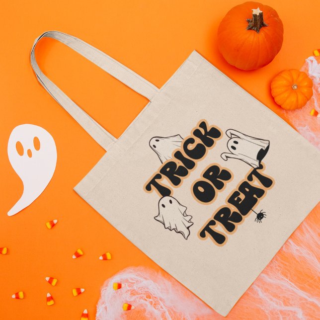 Bolsa Tote Trick ou Tratar do Halloween dos Fantasmas Retro (Criador carregado)