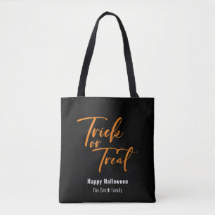 Bolsa Tote Trick ou Tratar o Nome do Halloween Personalizado 