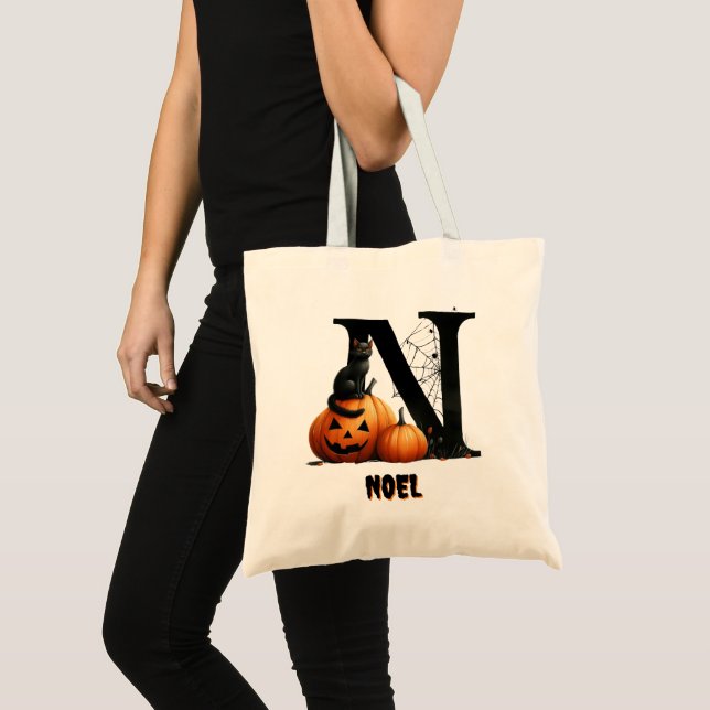 Bolsa Tote Trick ou Trate Bag de Doces de Halloween Cute (Frente (produto))