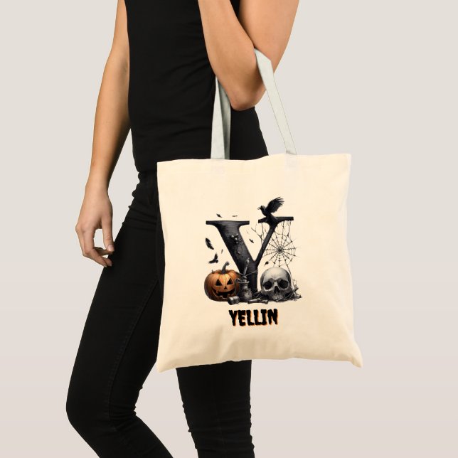 Bolsa Tote Trick ou Trate Bag de Doces de Halloween Cute (Frente (produto))