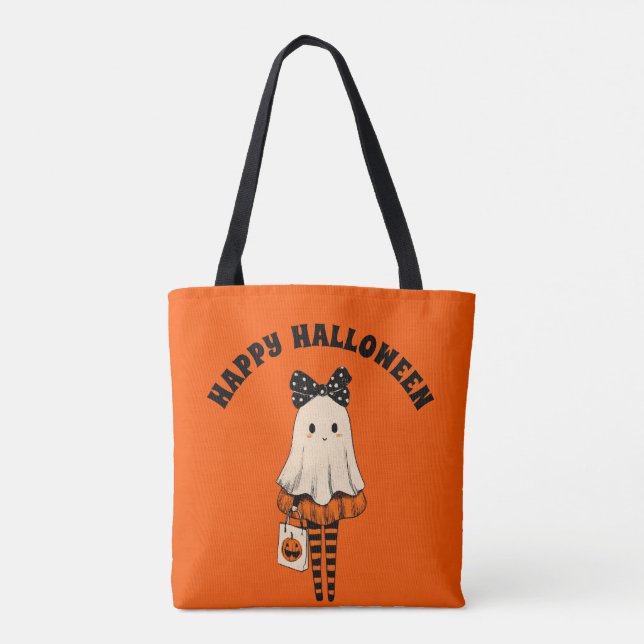 Bolsa Tote Trick ou Trate o Fantasma Feliz Feliz Halloween (Verso)