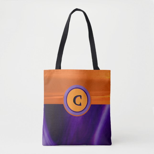 Bolsa Tote Trick ou trate Purple & Orange Monograma (Frente)