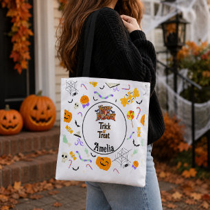 Bolsa Tote Trick ou Treat Personalizado Fofo de Halloween