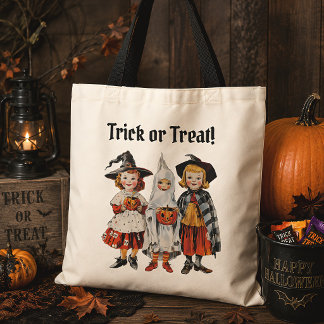 Bolsa Tote Trick ou Treat Vintage para Crianças no Halloween 