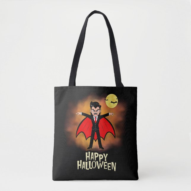 Bolsa Tote Trick ou Treine Candy Bag para o Halloween - Vamir (Frente)