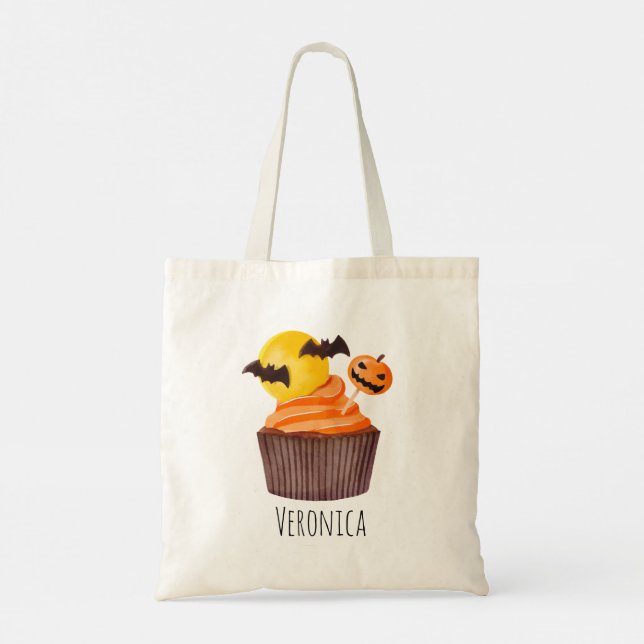 Bolsa Tote Trick ou Treine o Dia das Bruxas do Cupcake (Verso)