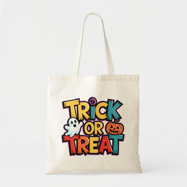 Bolsa Tote Trick ou Treine o Saco de Tote do Halloween (Frente)