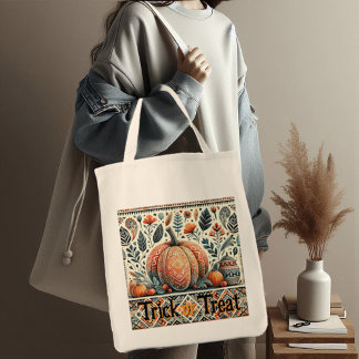 Bolsa Tote Trick ou Treine Pumpkins Caindo Foliage Bohemian A