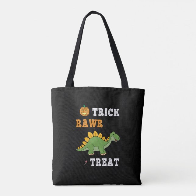Bolsa Tote Trick Rawr Treat Cute Halloween Stegosaurus Dino (Verso)