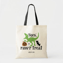 Bolsa Tote Trick Rawr Treat Dinossaur Halloween Personalizado