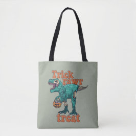 Bolsa Tote Trick Rawr Treat Zombie T Rex Halloween Dinossaur