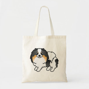Bolsa Tote Tricolor branco - Pomerano - Cão de Cartoon Cónico