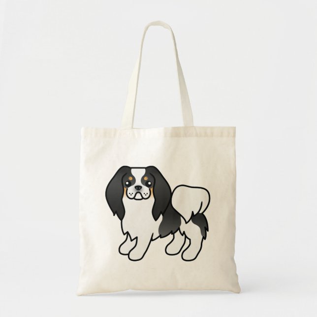 Bolsa Tote Tricolor Japonês Chin Cute Cartoon Dog (Frente)