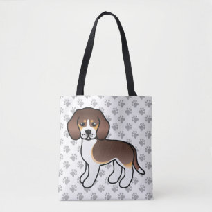 Bolsa Tote Tricolor Tricolor Cartoon Cão e patas