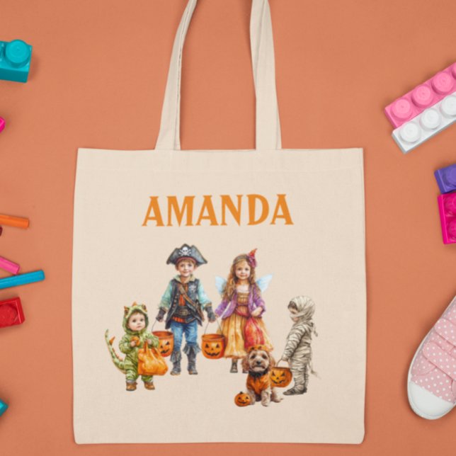 Bolsa Tote Tricotrilha de Halloween Personalizado Infantil (Criador carregado)