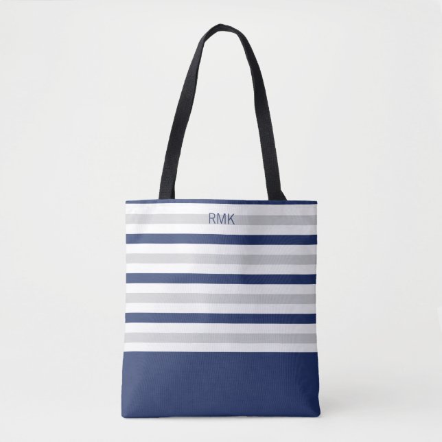 Bolsa Tote Trilha de Cinzas e Azul Monograma (Frente)
