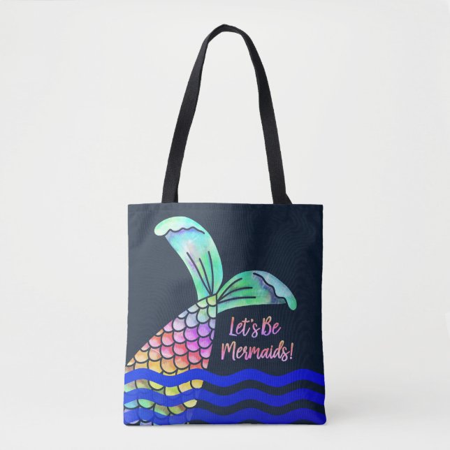 Bolsa Tote Trilha e Ondas de Sereia Coloridas Trendy (Frente)