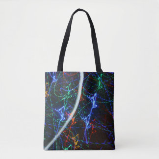 Bolsa Tote Trilhas de Luz Neon Fotografia Abstrata. Cyberpunk